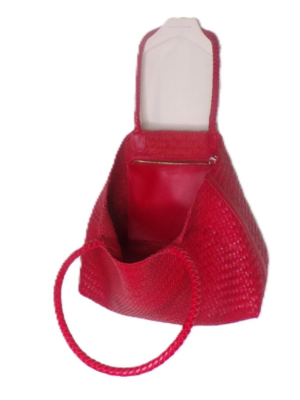 🆕MADEWELL Handwoven Large Leather Tote Handbag Red - Picture 9 of 10